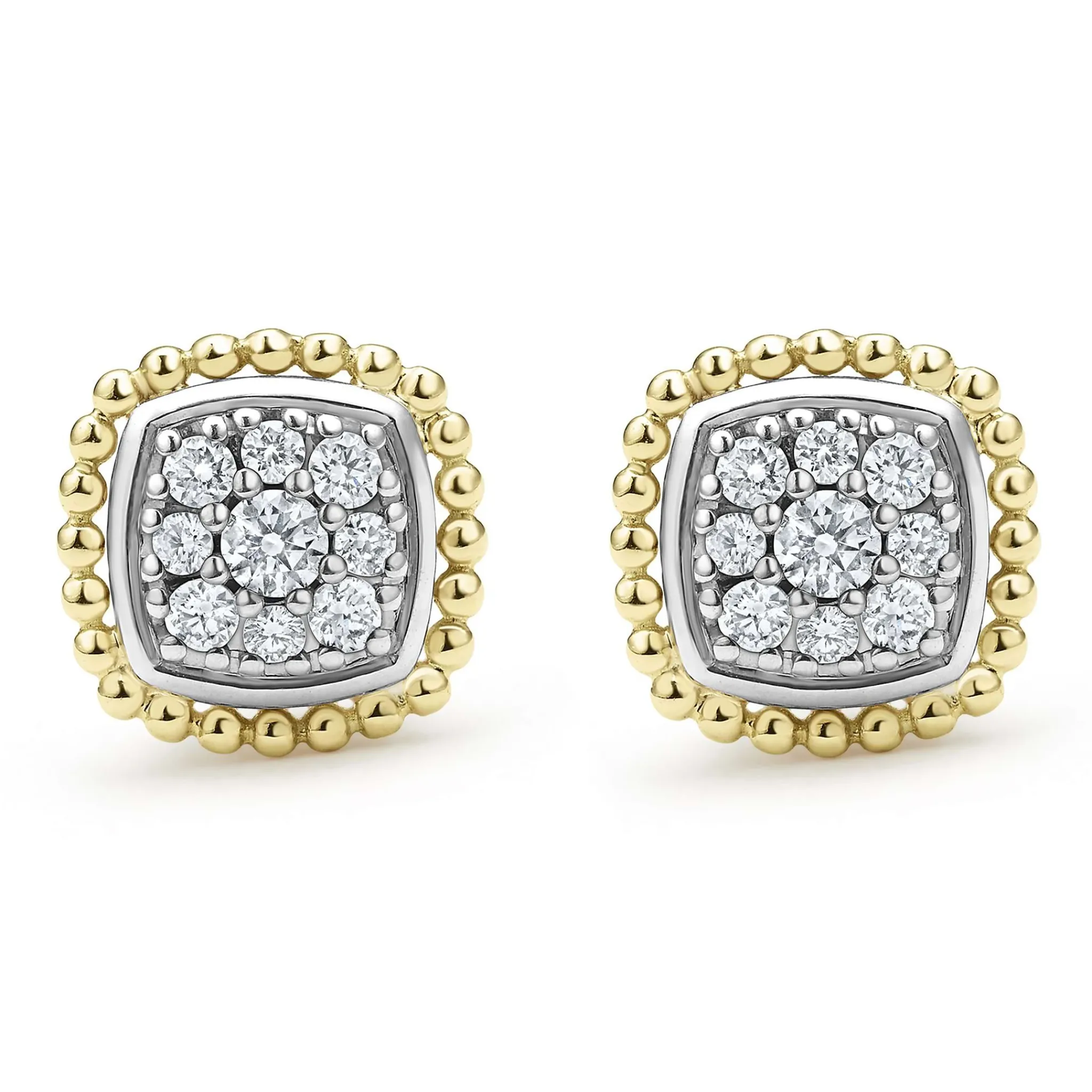 Clearance LAGOS Two-Tone Caviar Diamond Stud Earrings