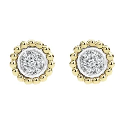Cheap LAGOS Two-Tone Caviar Diamond Stud Earrings