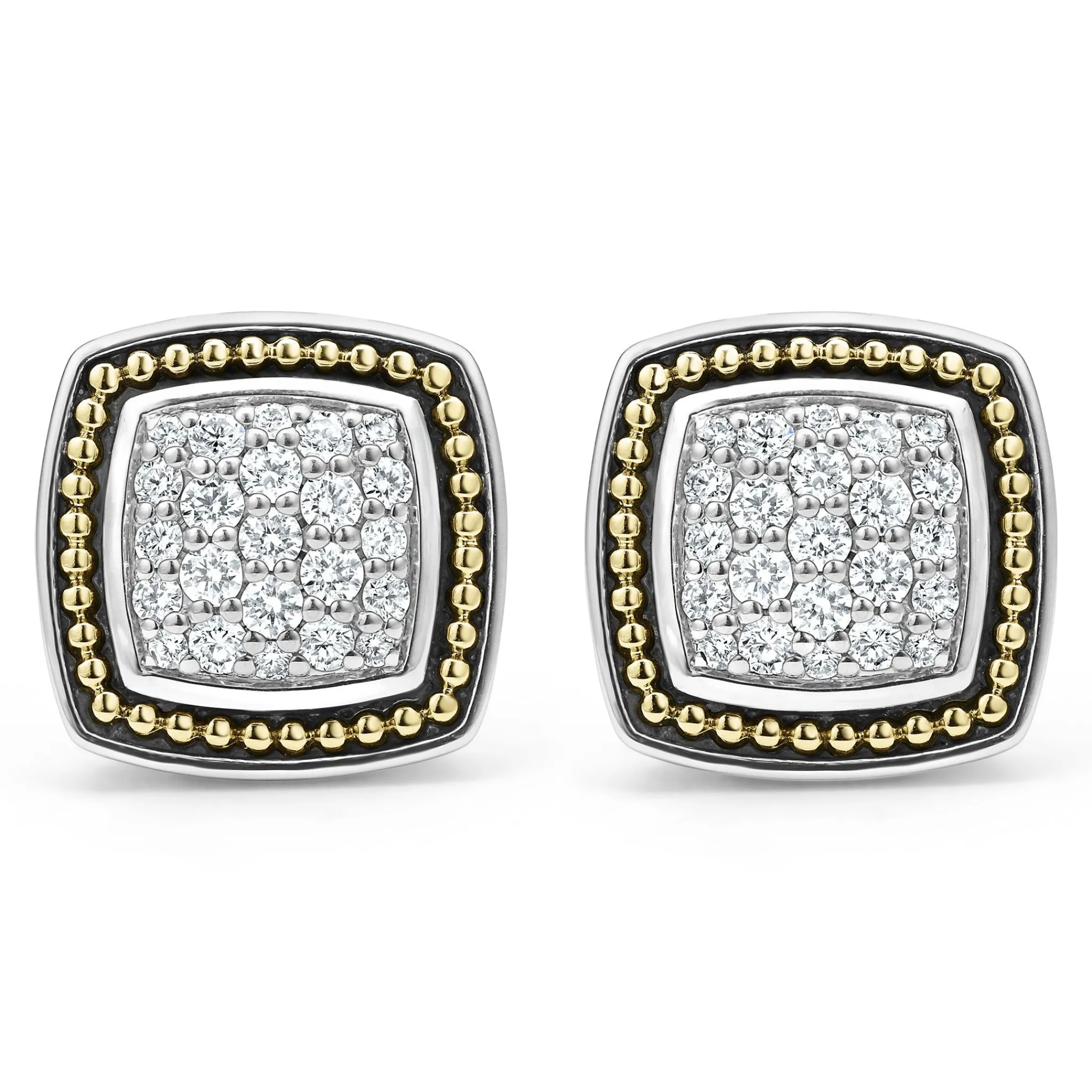 Best LAGOS Two-Tone Caviar Diamond Stud Earrings