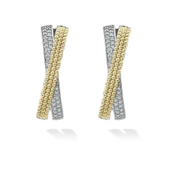 Flash Sale LAGOS Two-Tone Caviar X Diamond Hoop Earrings