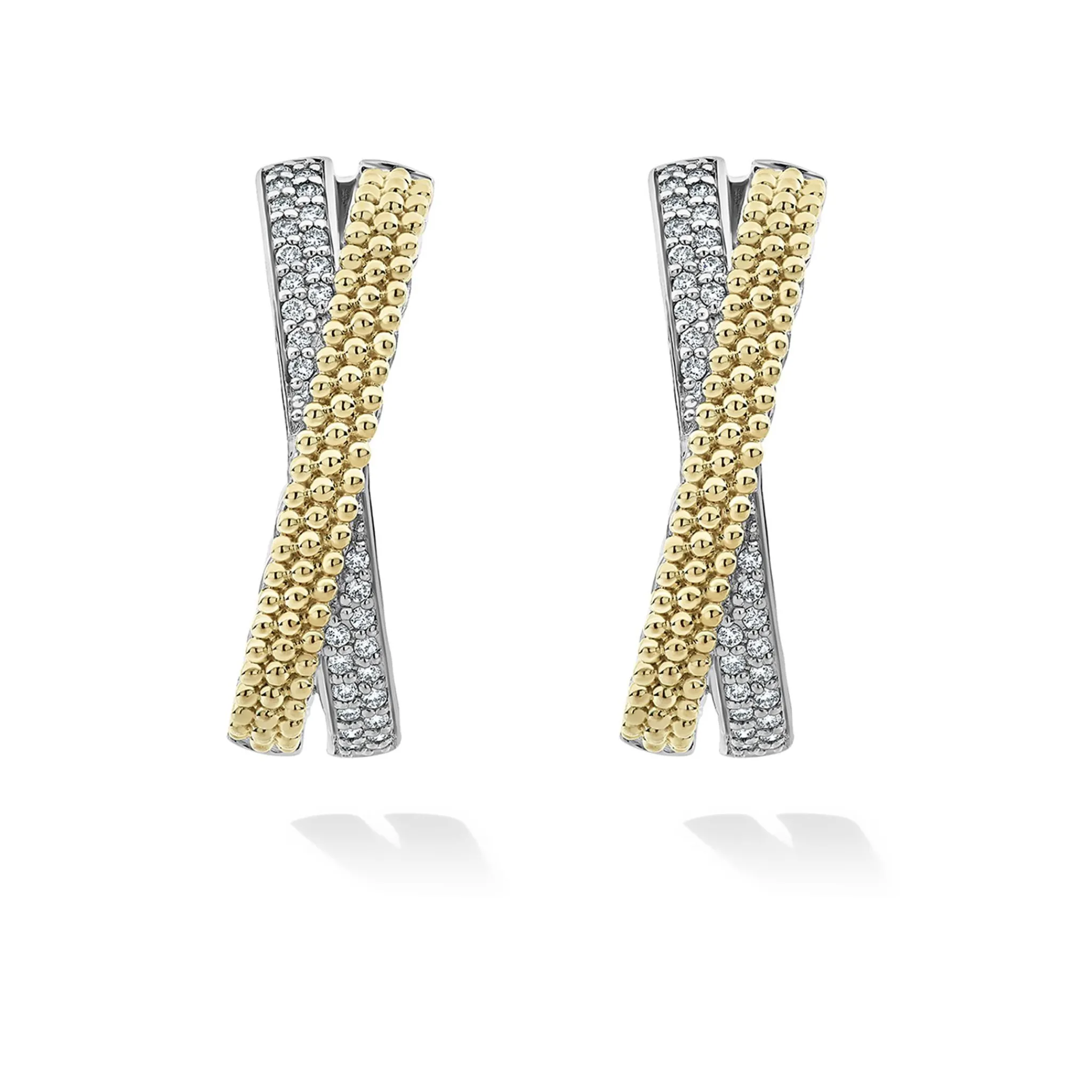 Flash Sale LAGOS Two-Tone Caviar X Diamond Hoop Earrings