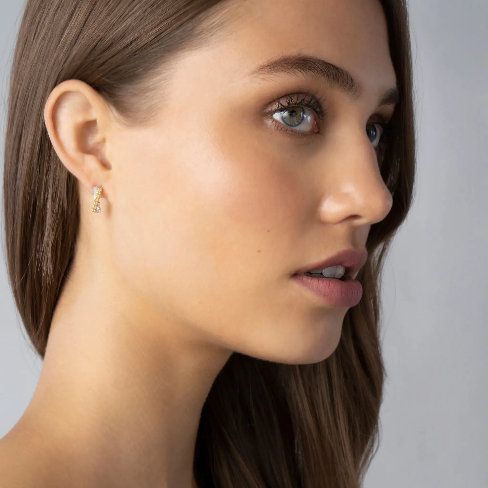 Shop LAGOS Two-Tone Caviar X Diamond Huggie Earrings