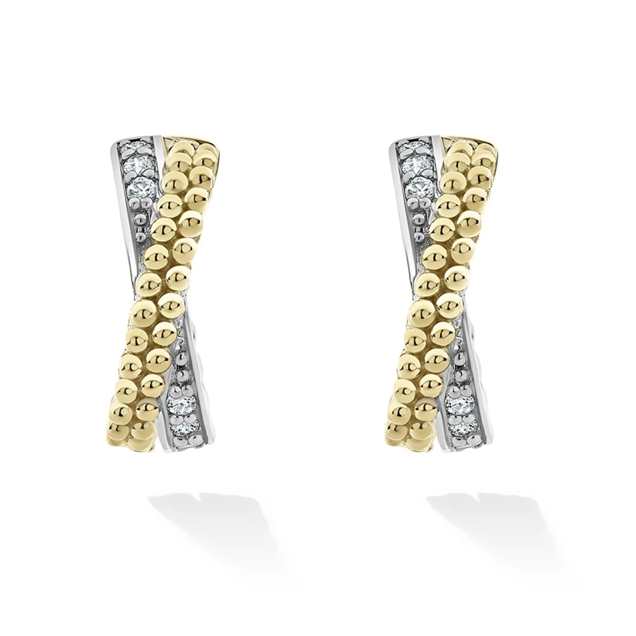 Store LAGOS Two-Tone Caviar X Diamond Huggie Earrings
