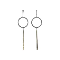 New LAGOS Two-Tone Circle Linear Drop Earrings