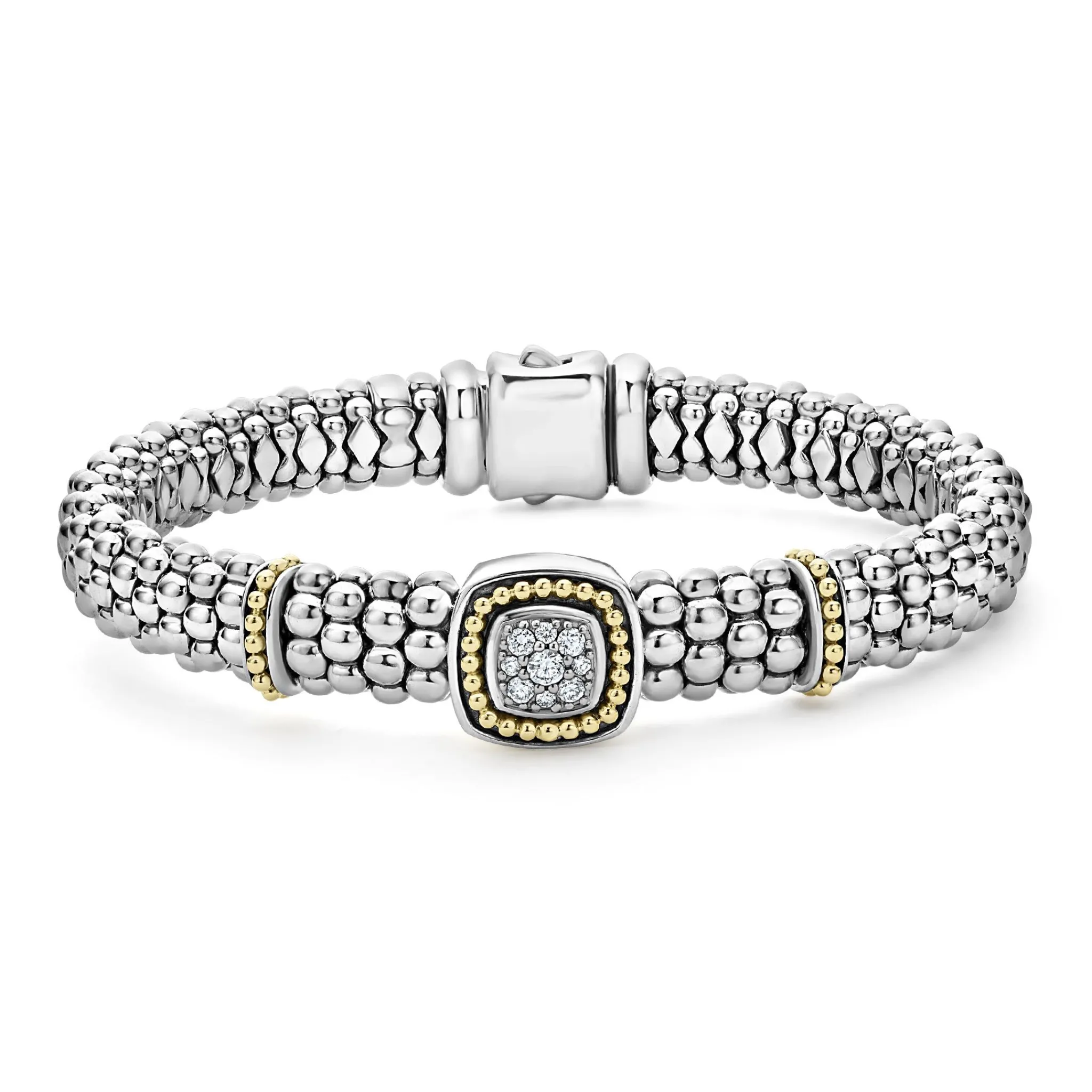 Online LAGOS Two-Tone Diamond Caviar Bracelet | 9Mm