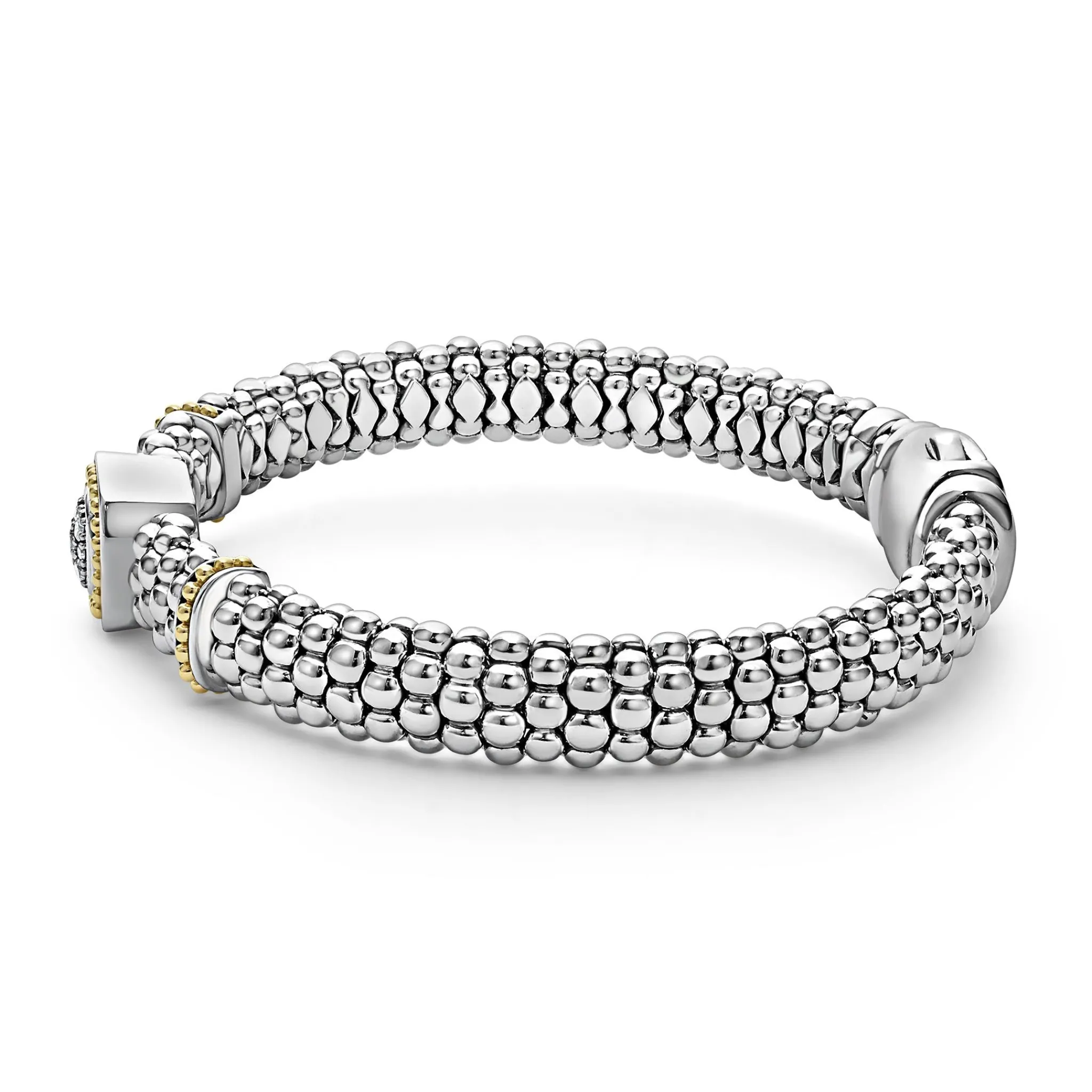 Online LAGOS Two-Tone Diamond Caviar Bracelet | 9Mm