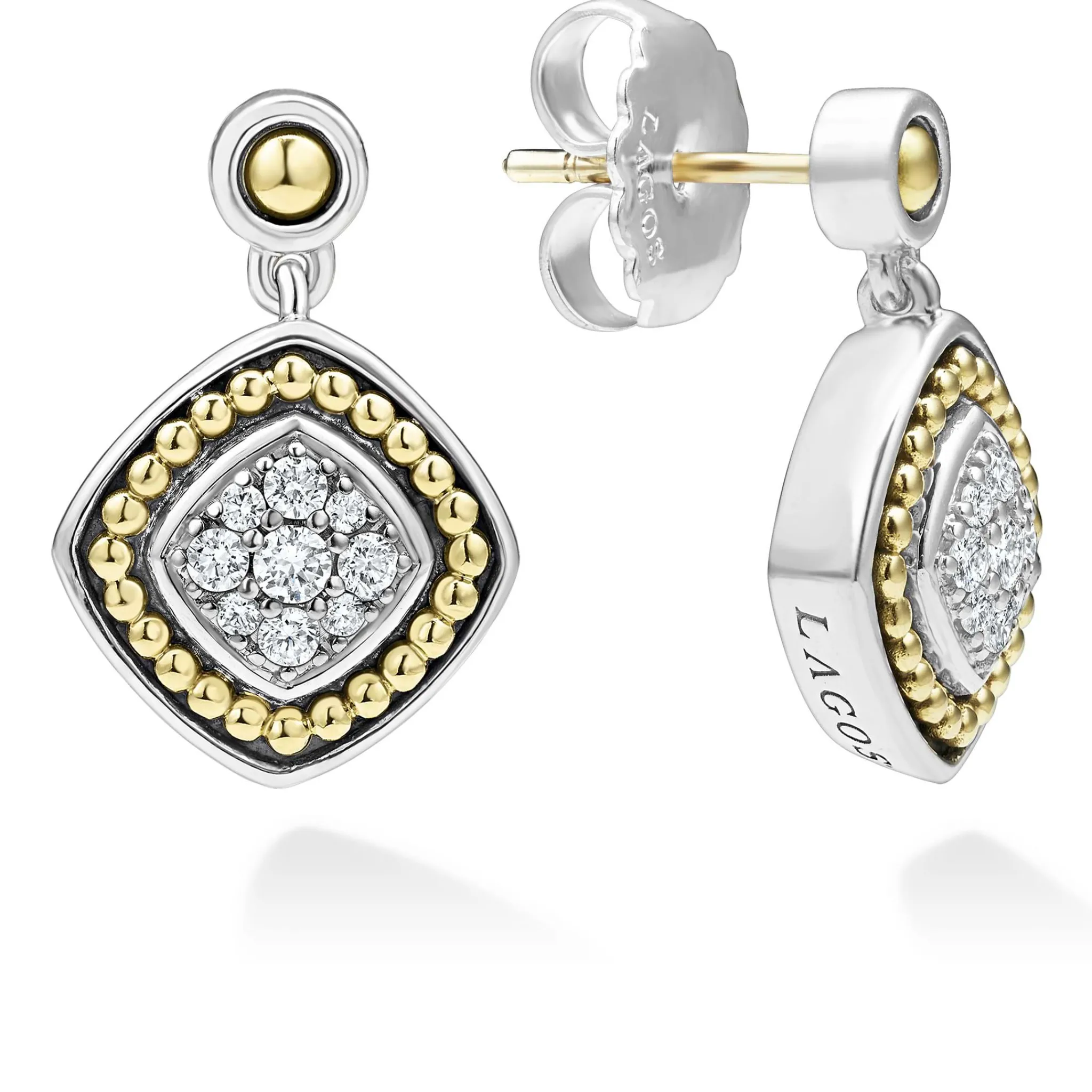 Clearance LAGOS Two-Tone Diamond Drop Earrings