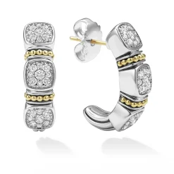 Fashion LAGOS Two-Tone Diamond Hoop Earrings