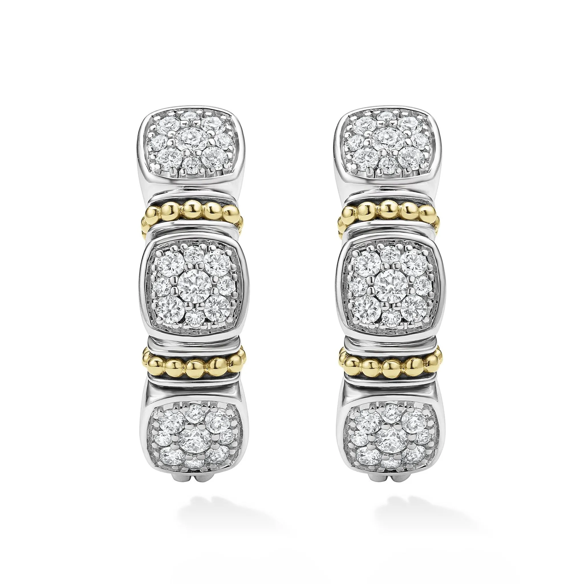 Fashion LAGOS Two-Tone Diamond Hoop Earrings