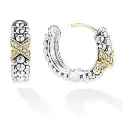 Discount LAGOS Two-Tone Diamond Huggie Earrings