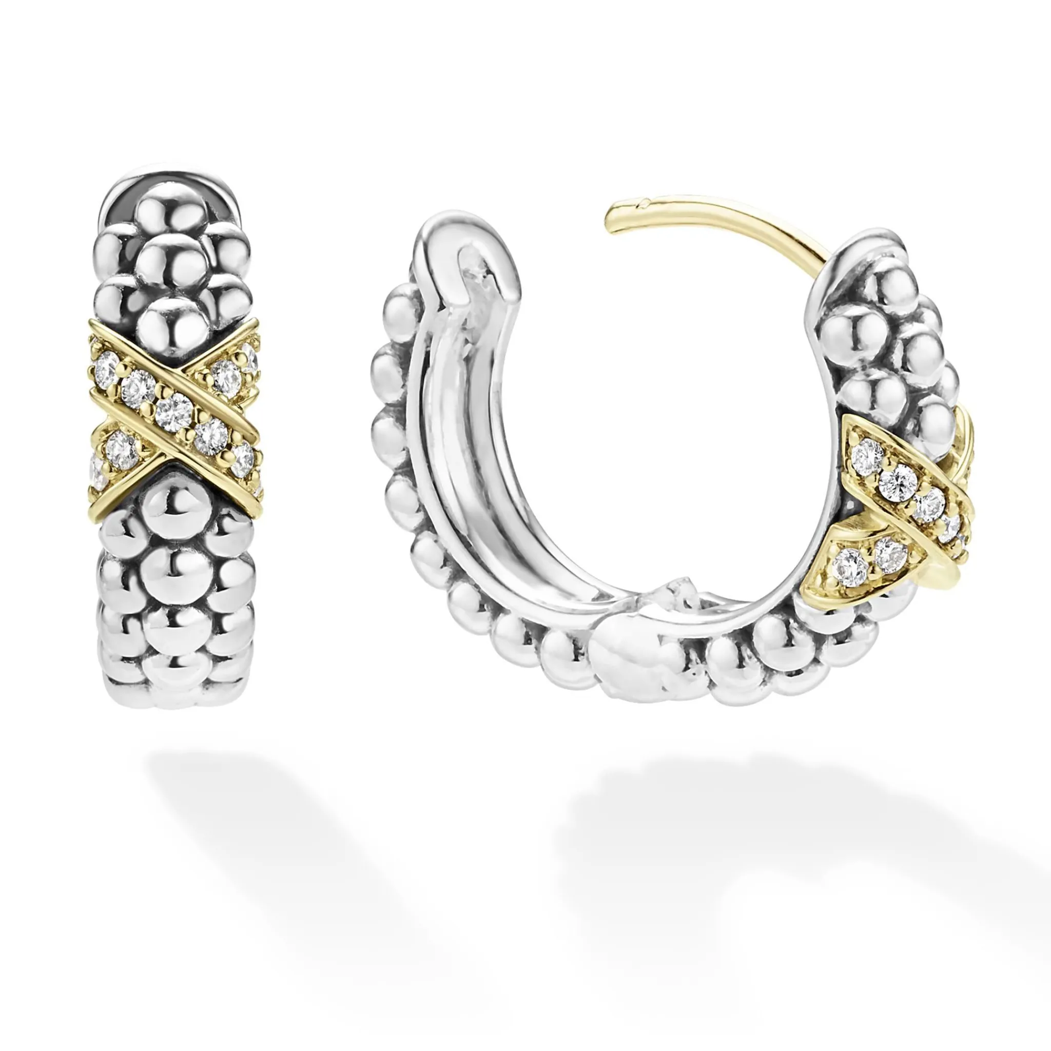 Discount LAGOS Two-Tone Diamond Huggie Earrings