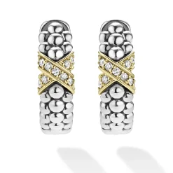 Discount LAGOS Two-Tone Diamond Huggie Earrings