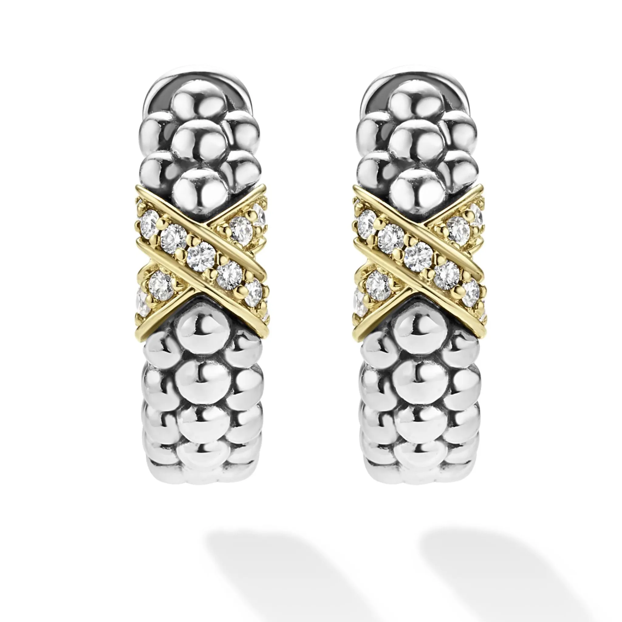 Discount LAGOS Two-Tone Diamond Huggie Earrings