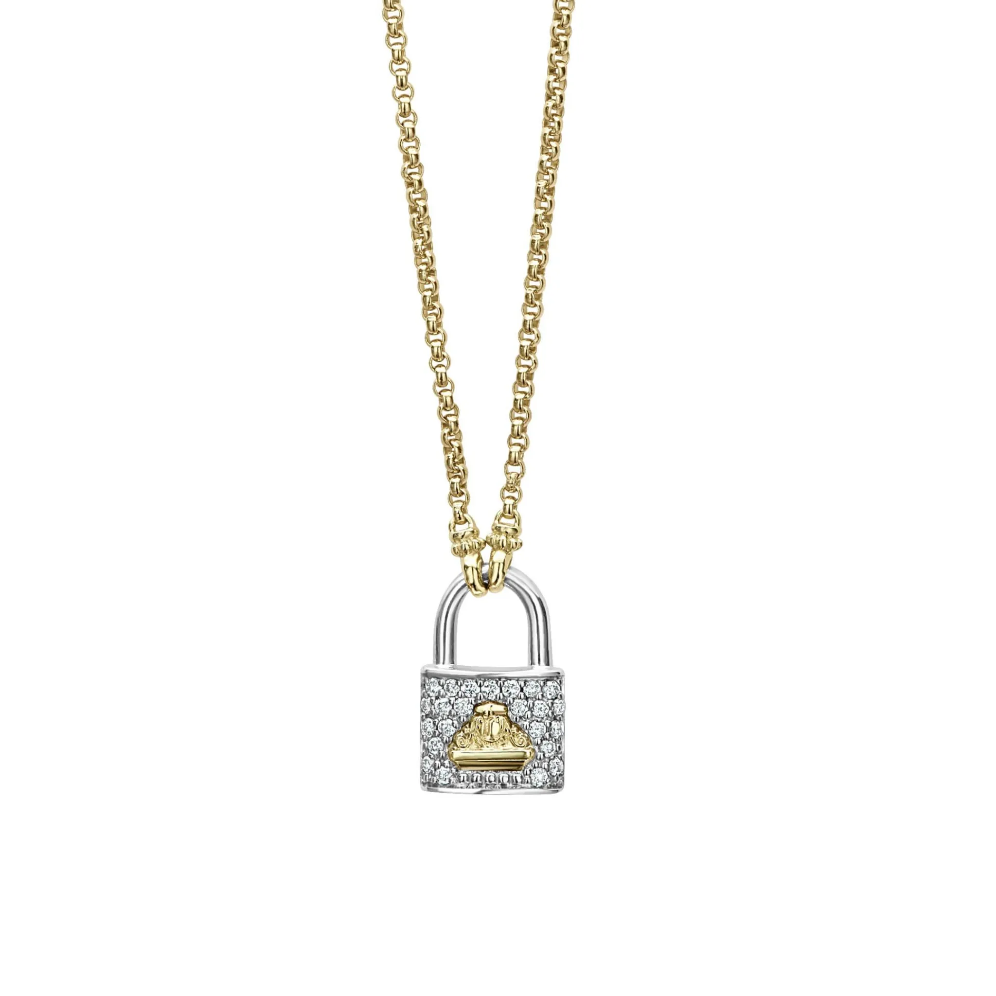Cheap LAGOS Two-Tone Diamond Lock Necklace