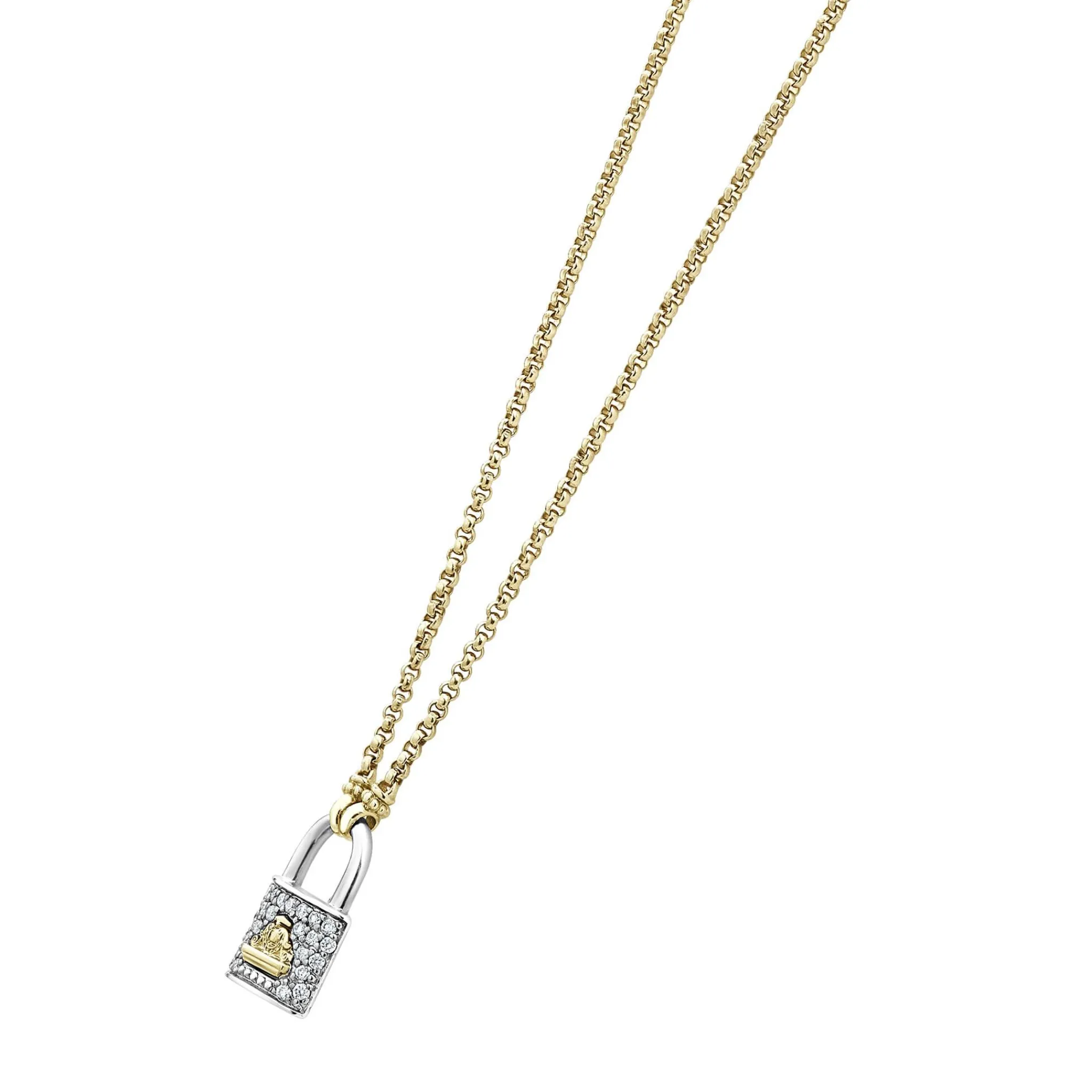 Cheap LAGOS Two-Tone Diamond Lock Necklace