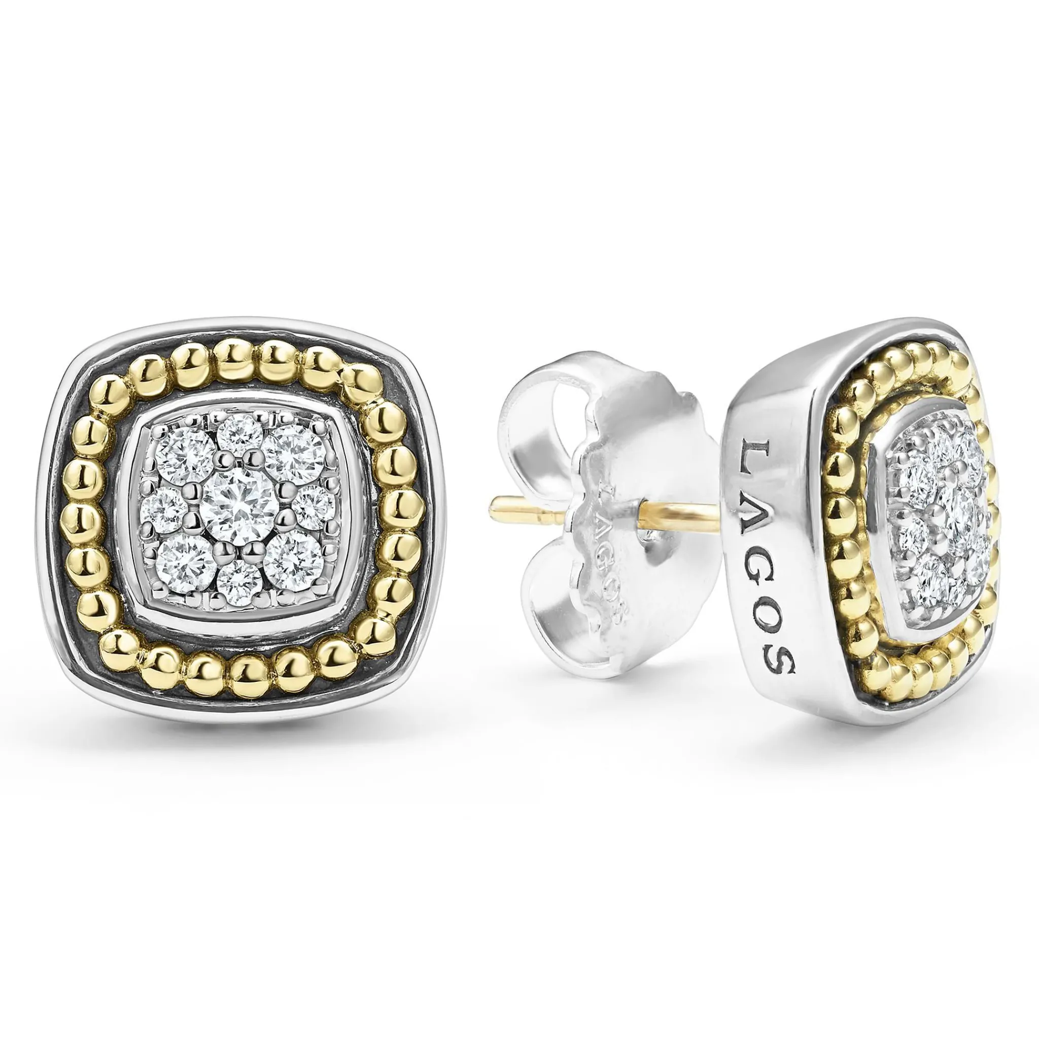 Shop LAGOS Two-Tone Diamond Stud Earrings