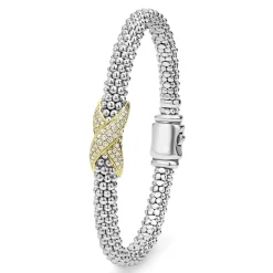 Hot LAGOS Two-Tone Diamond X Caviar Bracelet | 6Mm