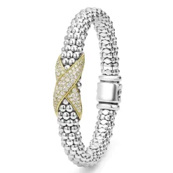 Cheap LAGOS Two-Tone Diamond X Caviar Bracelet | 9Mm