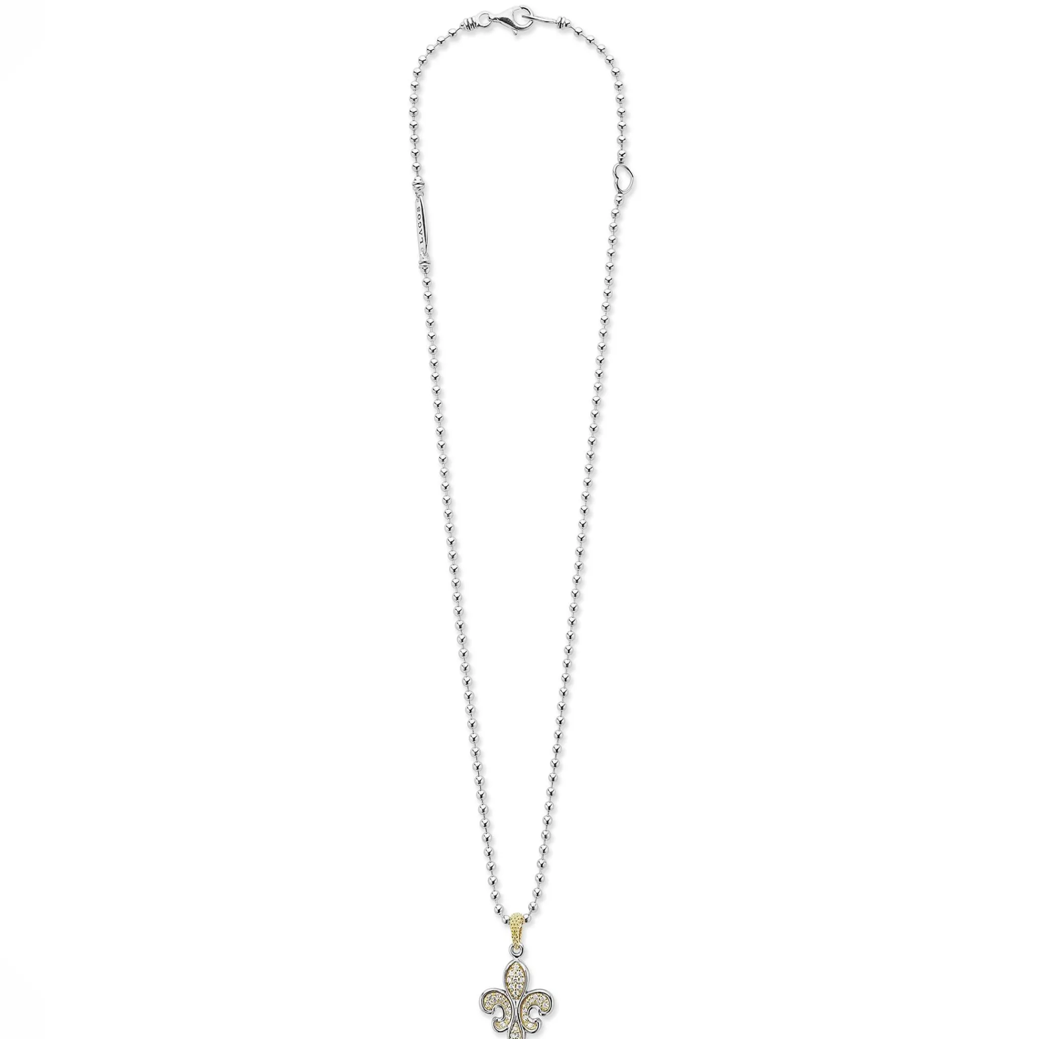 Best Sale LAGOS Two-Tone Fleur De Lis Diamond Pendant Necklace