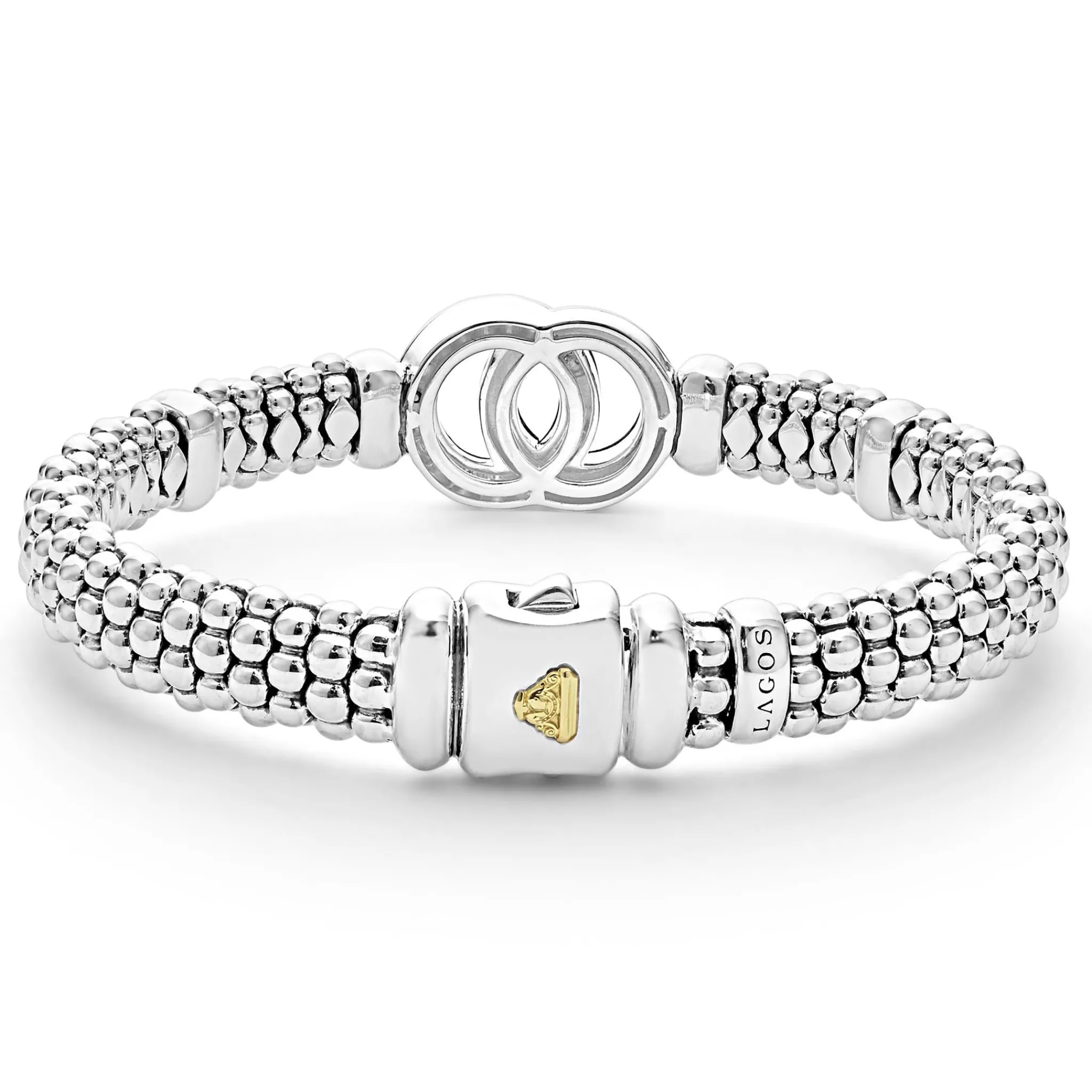 Hot LAGOS Two-Tone Interlocking Diamond Caviar Bracelet | 9Mm