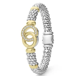 Hot LAGOS Two-Tone Interlocking Diamond Caviar Bracelet | 9Mm