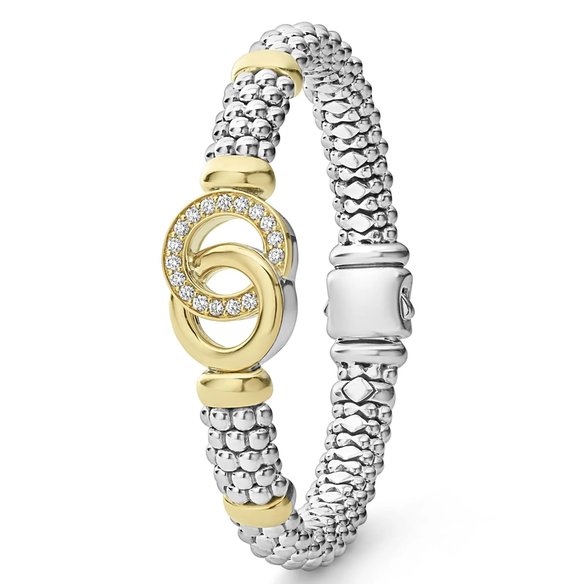 Hot LAGOS Two-Tone Interlocking Diamond Caviar Bracelet | 9Mm