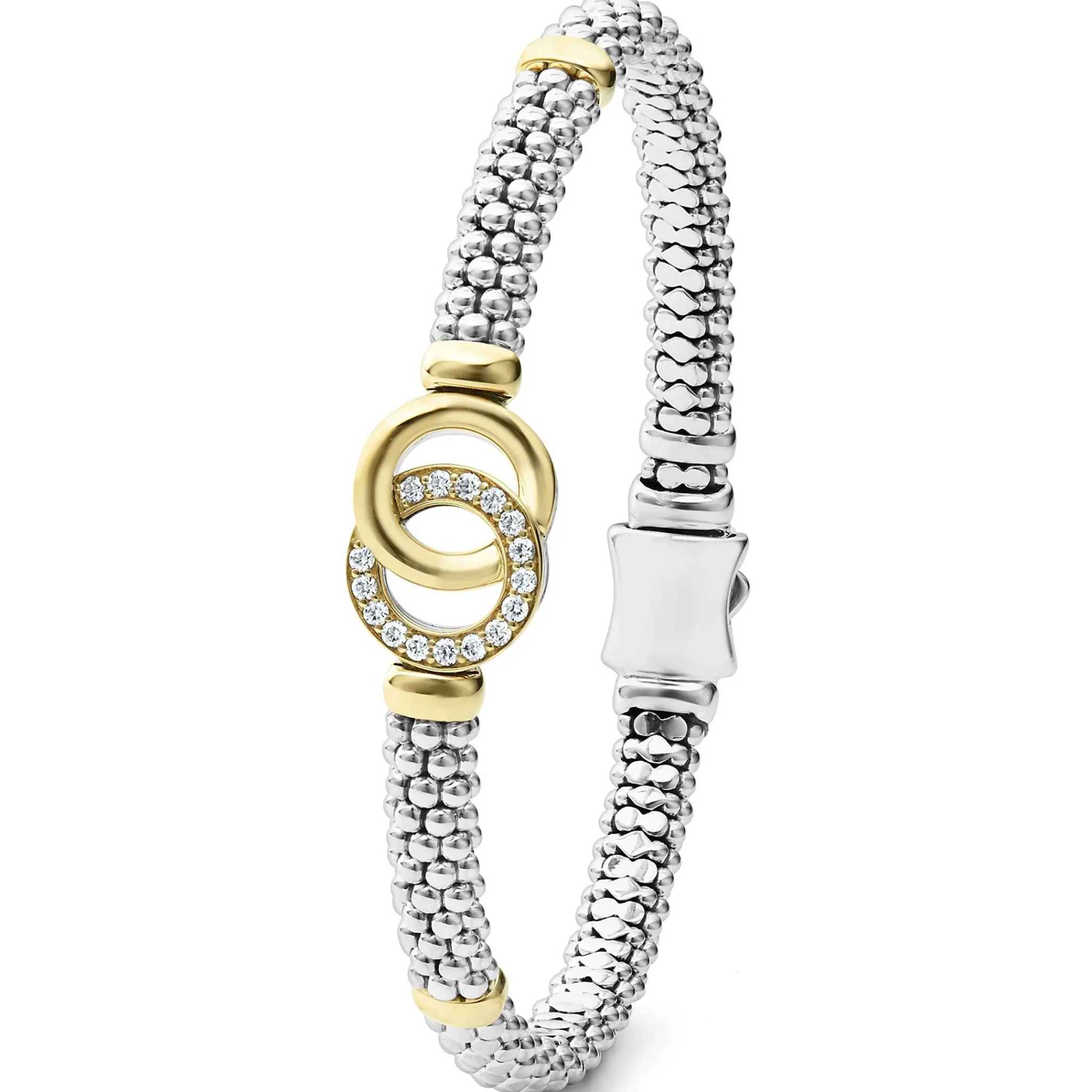 Cheap LAGOS Two-Tone Interlocking Diamond Caviar Bracelet | 6Mm