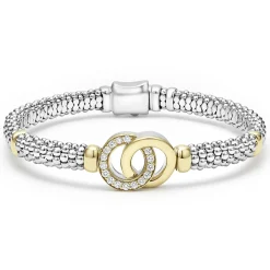 Hot LAGOS Two-Tone Interlocking Diamond Caviar Bracelet | 6Mm