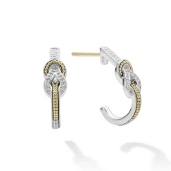 Online LAGOS Two-Tone Knot Diamond Half Hoop Earring