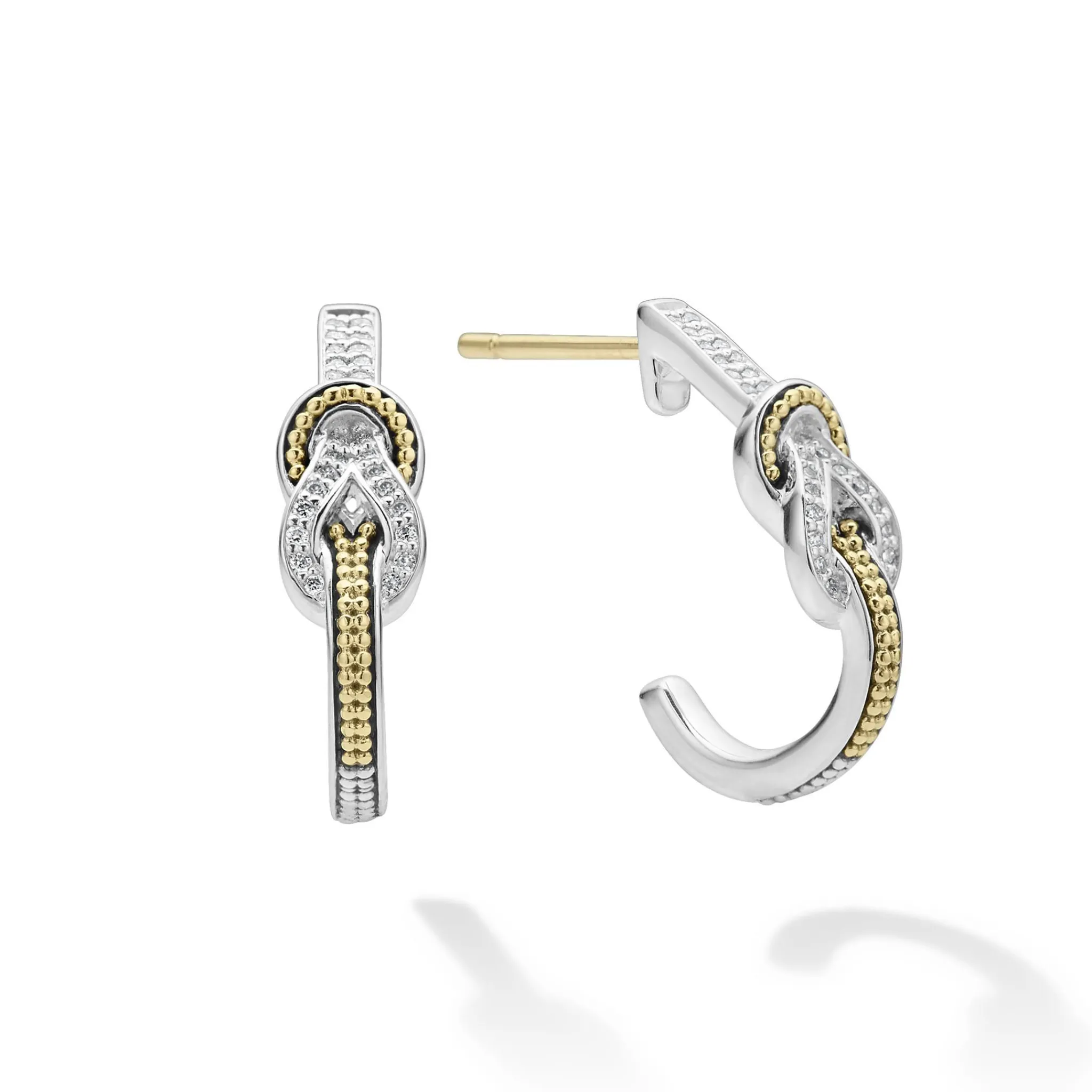 Online LAGOS Two-Tone Knot Diamond Half Hoop Earring