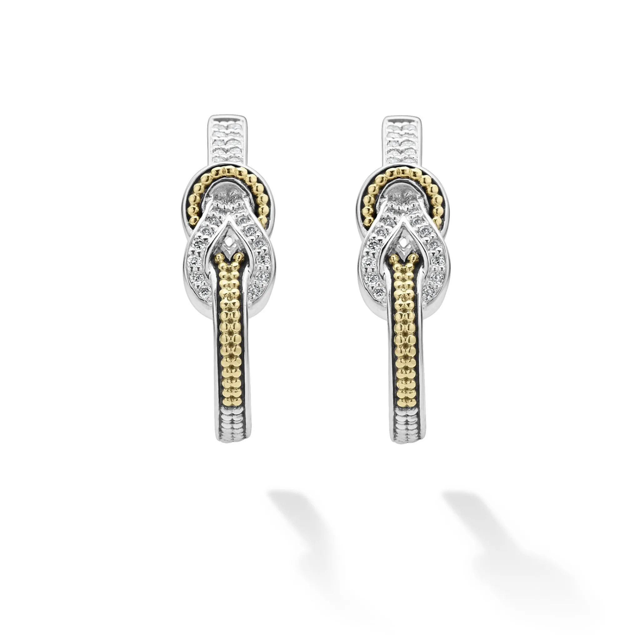 Online LAGOS Two-Tone Knot Diamond Half Hoop Earring