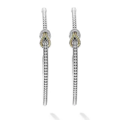 New LAGOS Two-Tone Knot Diamond Hoop Earring
