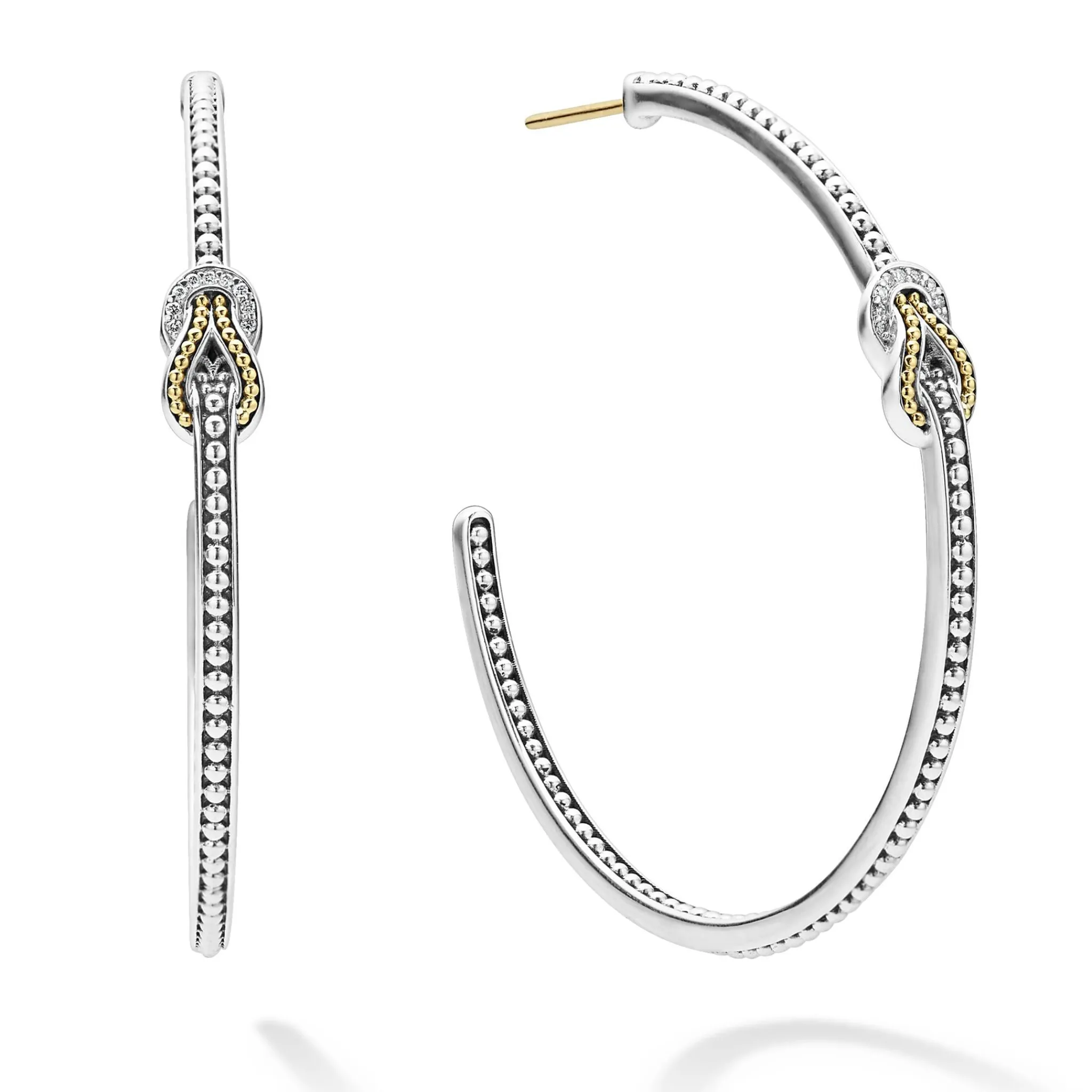 Outlet LAGOS Two-Tone Knot Diamond Hoop Earring