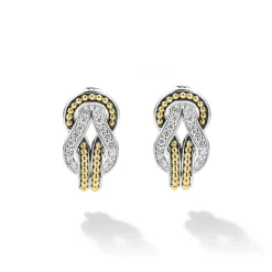 Discount LAGOS Two-Tone Knot Diamond Huggie Earrings