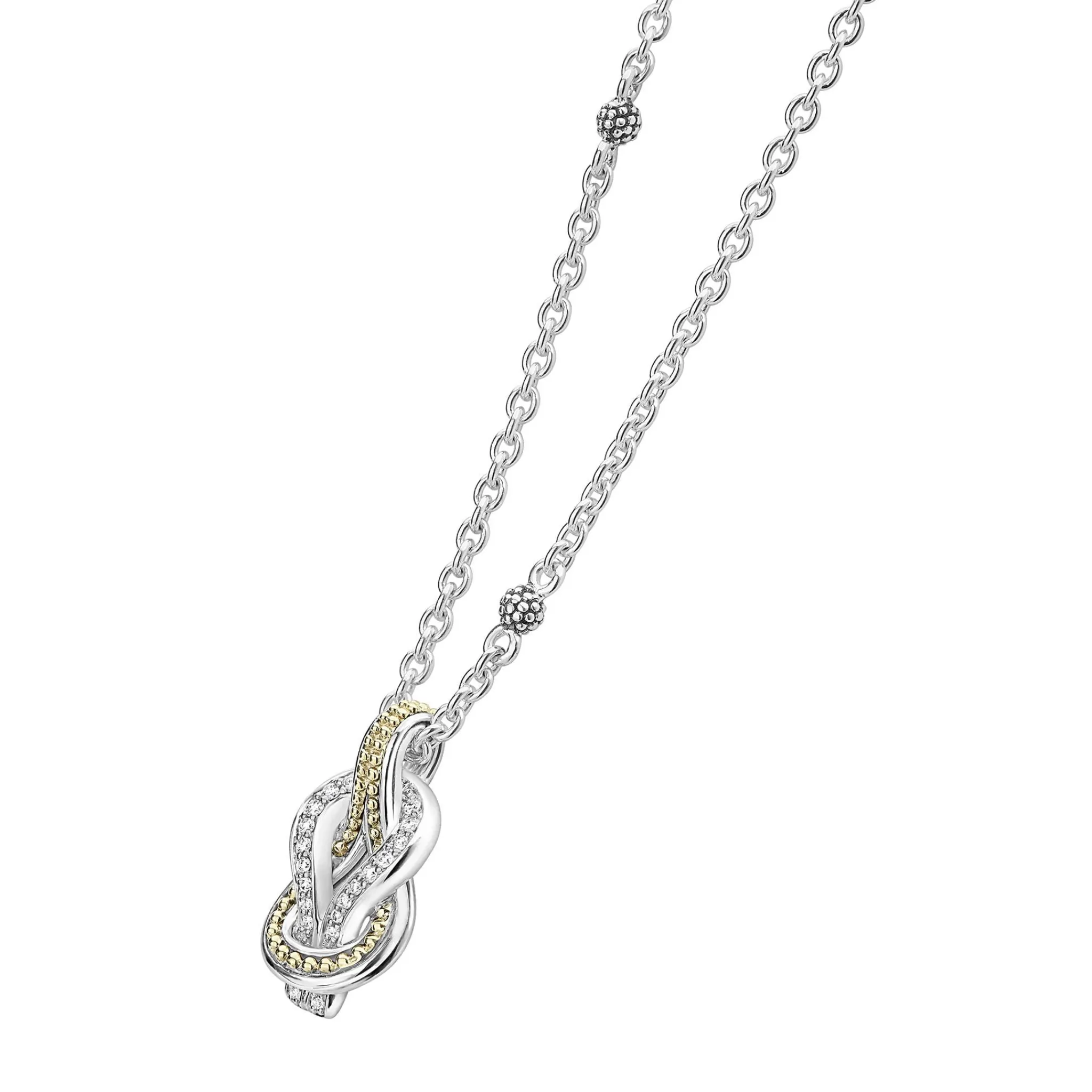 Store LAGOS Two-Tone Knot Diamond Pendant Necklace