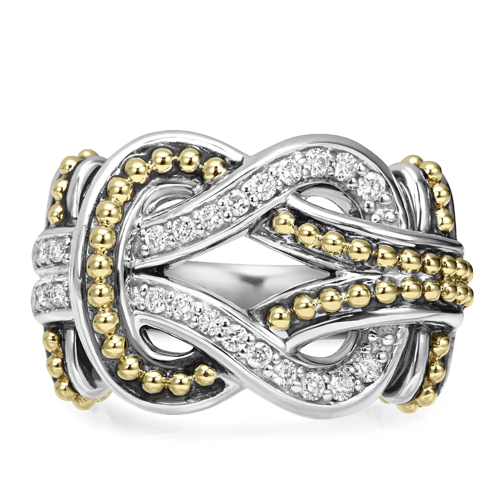 Store LAGOS Two-Tone Knot Diamond Statement Ring