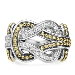 New LAGOS Two-Tone Knot Diamond Statement Ring
