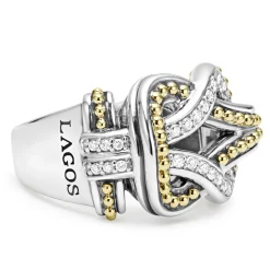 New LAGOS Two-Tone Knot Diamond Statement Ring