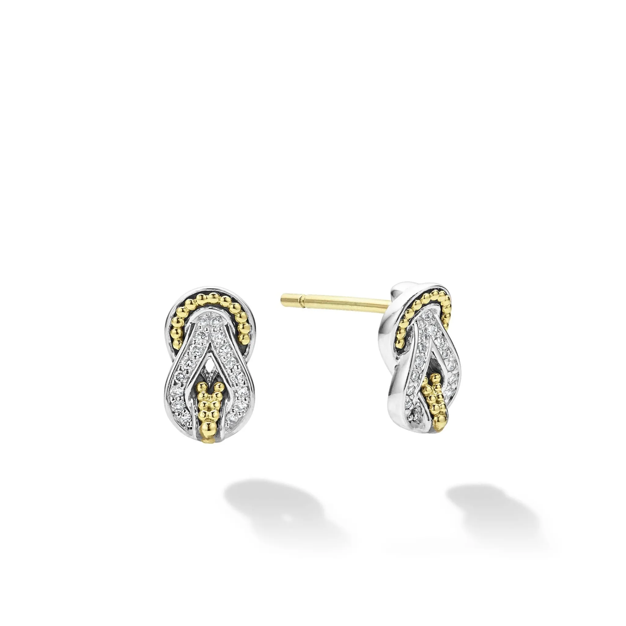 Best Sale LAGOS Two-Tone Knot Diamond Stud Earrings