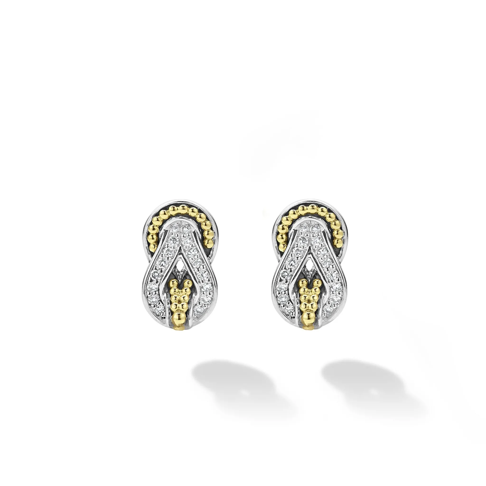 Best Sale LAGOS Two-Tone Knot Diamond Stud Earrings
