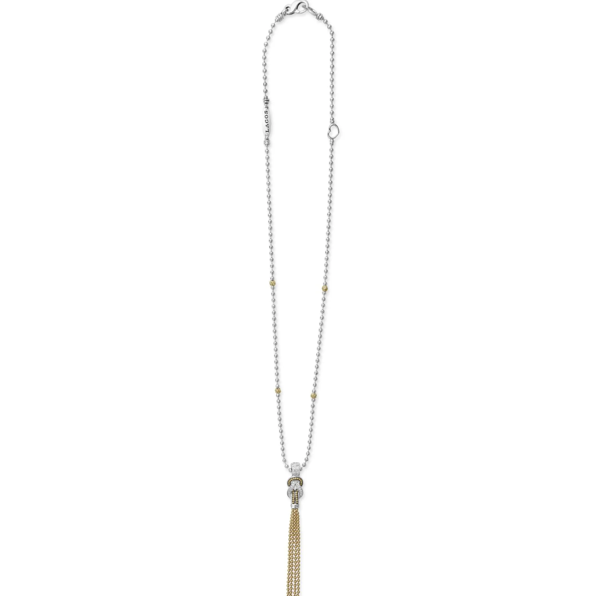 Fashion LAGOS Two-Tone Knot Diamond Tassel Pendant Necklace