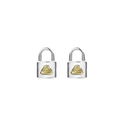 Hot LAGOS Two-Tone Lock Crest Stud Earrings