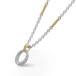 Cheap LAGOS Two-Tone Oval Diamond Pendant Necklace