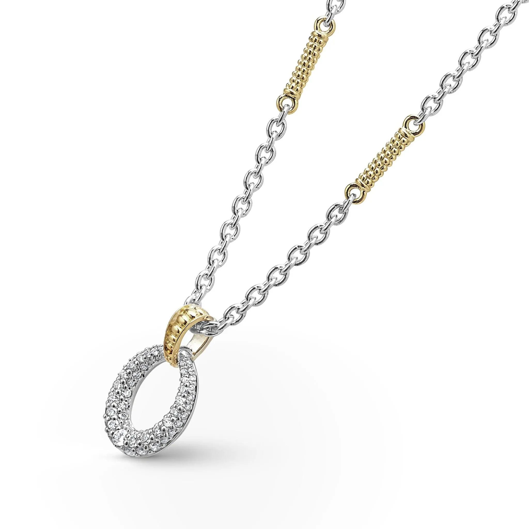 Cheap LAGOS Two-Tone Oval Diamond Pendant Necklace