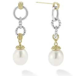 Cheap LAGOS Two-Tone Pearl Circle Drop Earrings