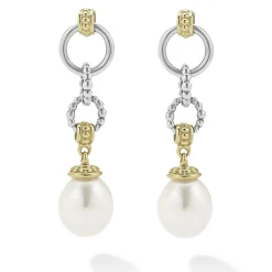 Cheap LAGOS Two-Tone Pearl Circle Drop Earrings