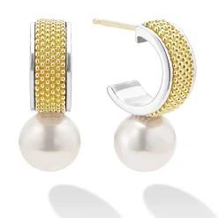 Clearance LAGOS Two-Tone Pearl Hoop Earrings