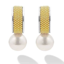 Clearance LAGOS Two-Tone Pearl Hoop Earrings