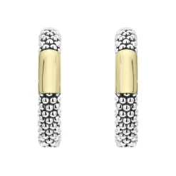 Best Sale LAGOS Two-Tone Station Caviar Hoop Earrings