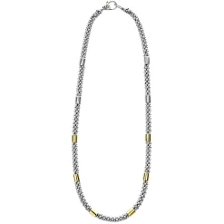 Fashion LAGOS Two-Tone Station Caviar Necklace | 5Mm